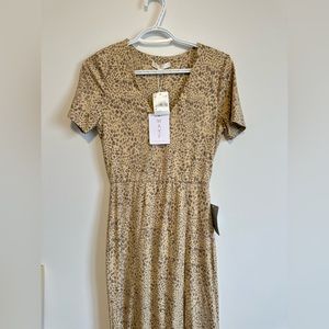 WAYF PRINT DRESS, NWT, XS, Tan Cheetah